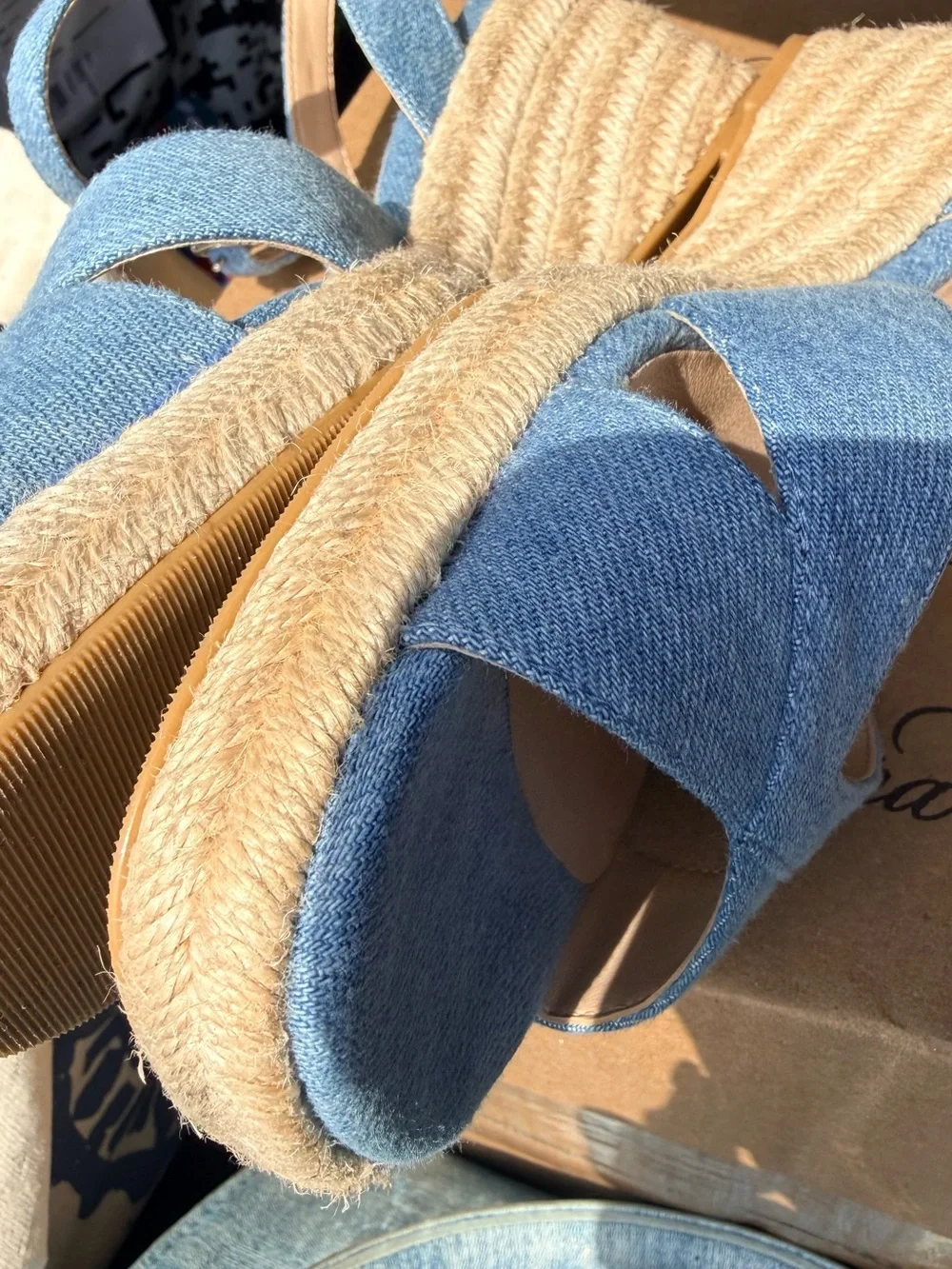 Stuart Weitzman Denim Blue Espadrille Ankle-Strap Sandals